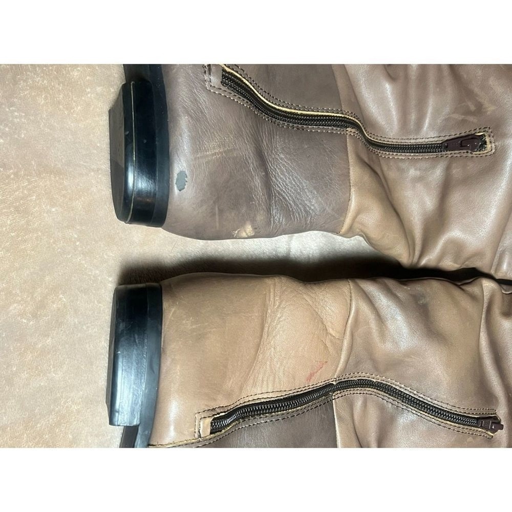 Apepazza Leather Knee High Boots Women 39 Brown Colorblock Shearling Good Buckle - Picture 5 of 6